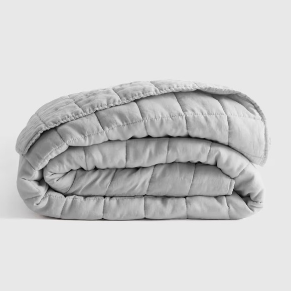 NWT QUINCE European Linen Box Quilt Full/Queen Light Grey 0739 - Picture 1 of 8